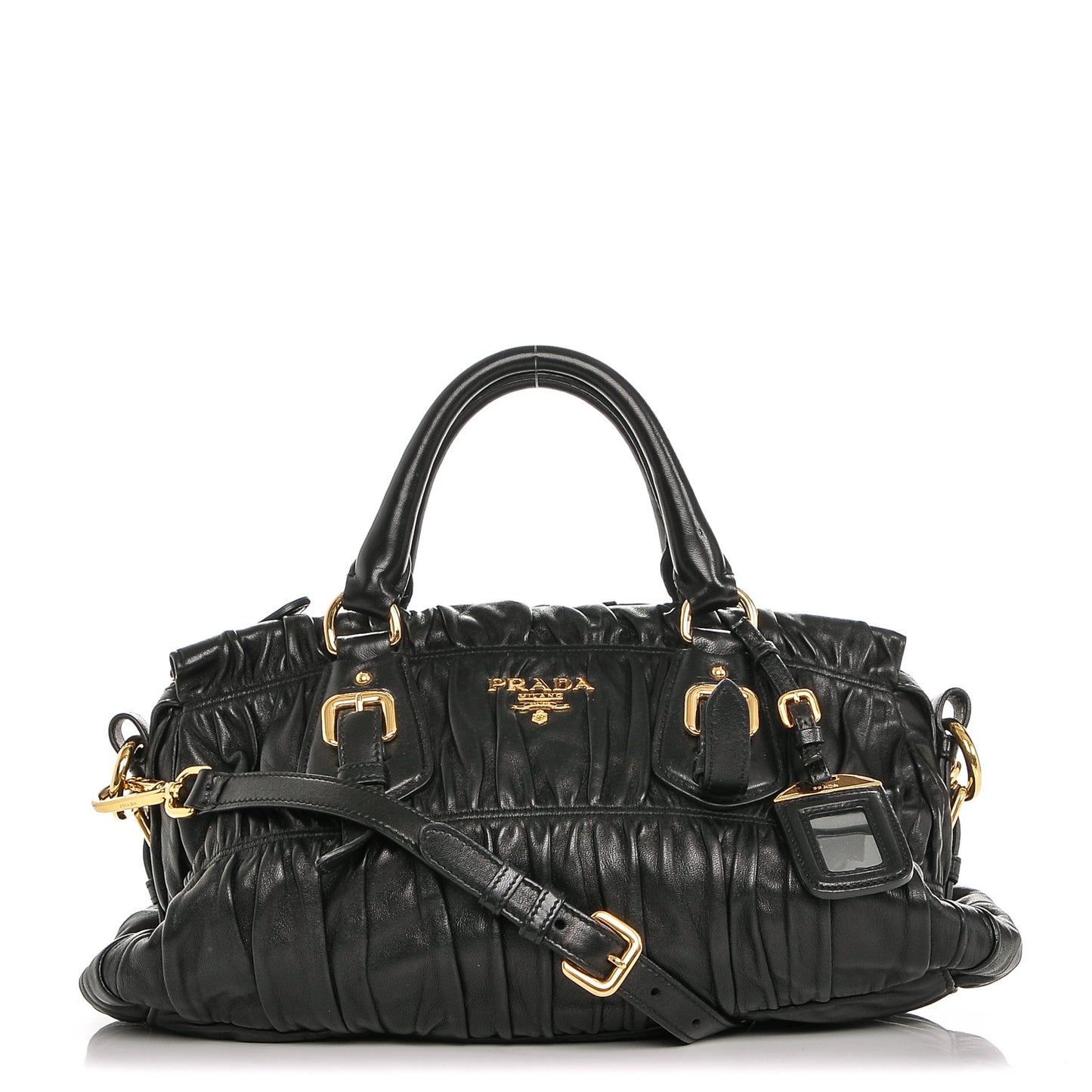 Nappa Gaufre Shopping Satchel Black
