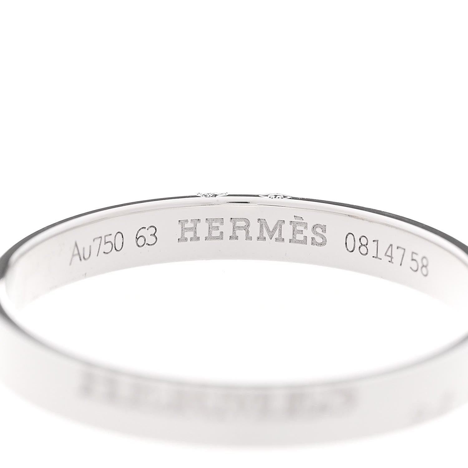 Hermes 18K White Gold Cartouche Mini Band Ring 63 10.25 6 of 7