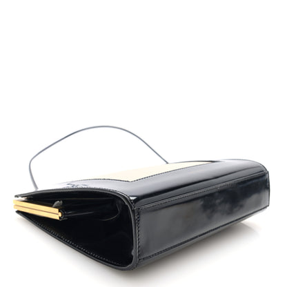 Saint Laurent Nappa Patent Calfskin Two-Toned Gaia Shoulder Bag Sea Salt Black 4 of 9
