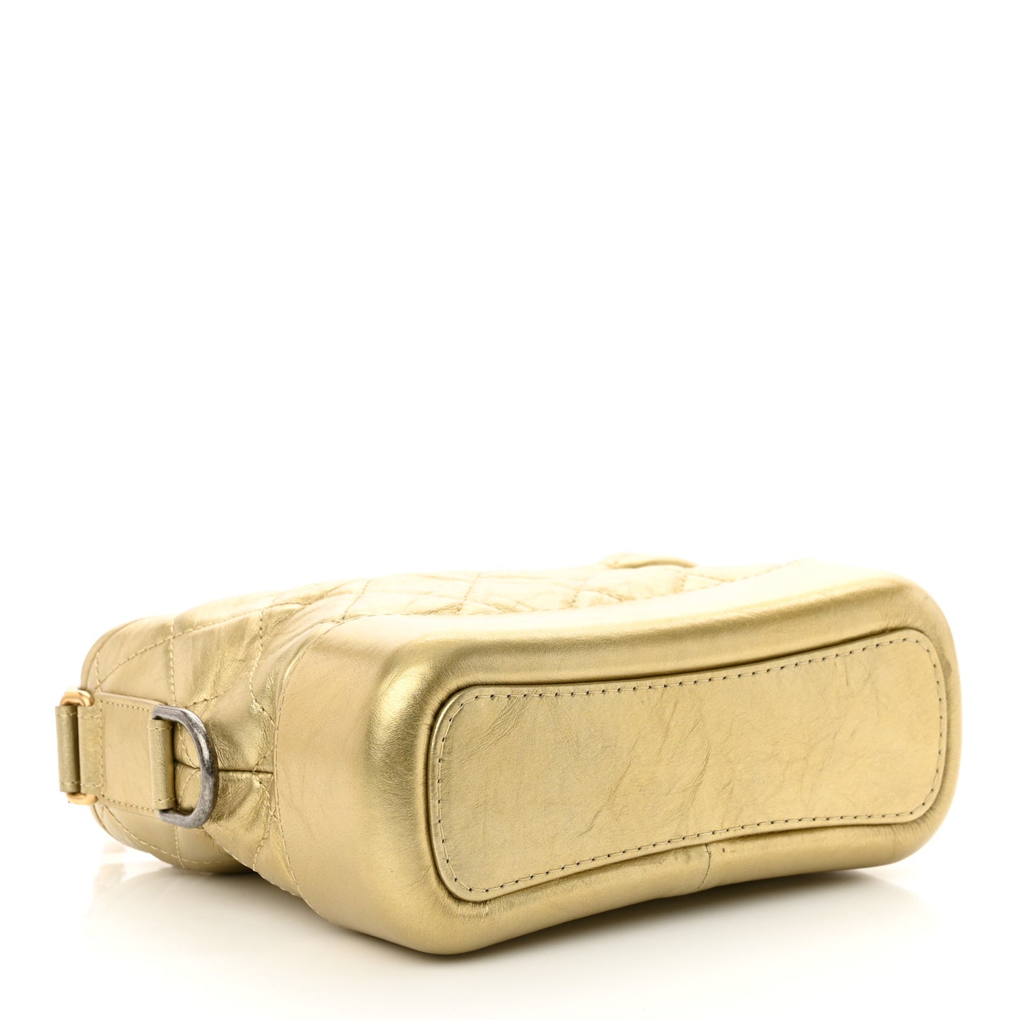 Metallic Aged Calfskin Quilted Small Gabrielle Hobo Gold