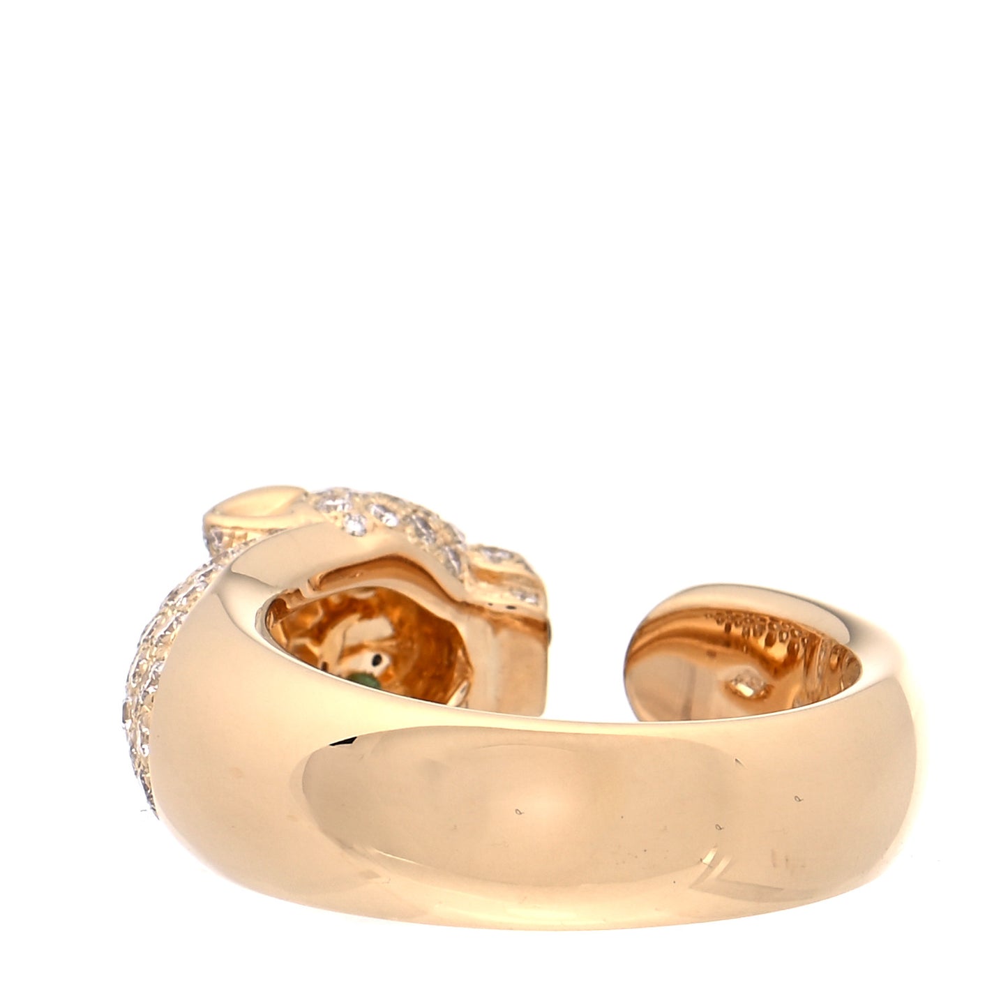 18K Yellow Gold Diamond Emerald Panthere De Cartier Band Ring 58 8.25