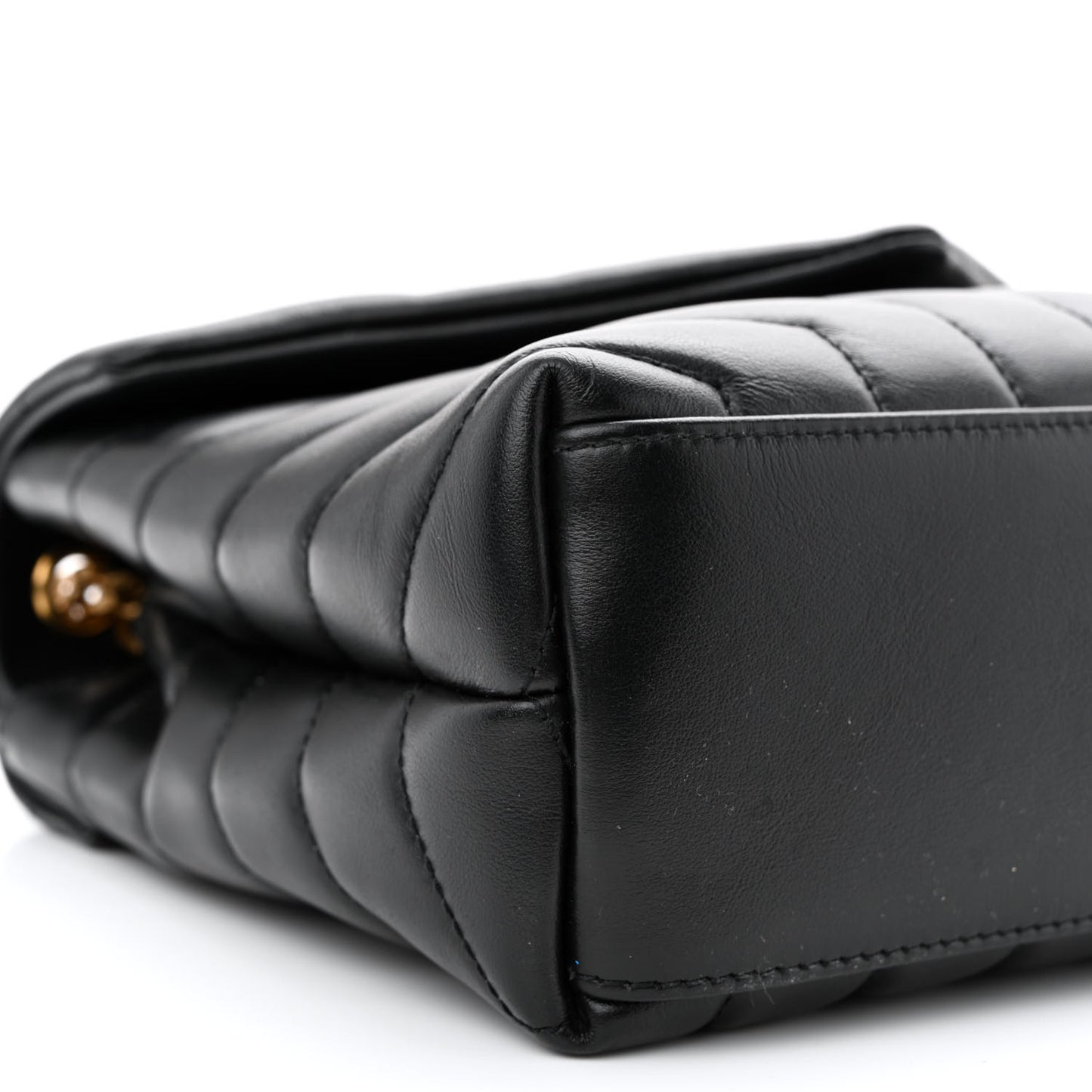 Calfskin Y Quilted Monogram Small Loulou Chain Satchel Black