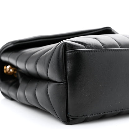 Saint Laurent Calfskin Y Quilted Monogram Small Loulou Chain Satchel Black 8 of 13