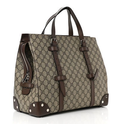 Gucci GG Supreme Monogram Textured Dollar Calfskin Medium Detail Tote Beige Ebony New Acero 2 of 10