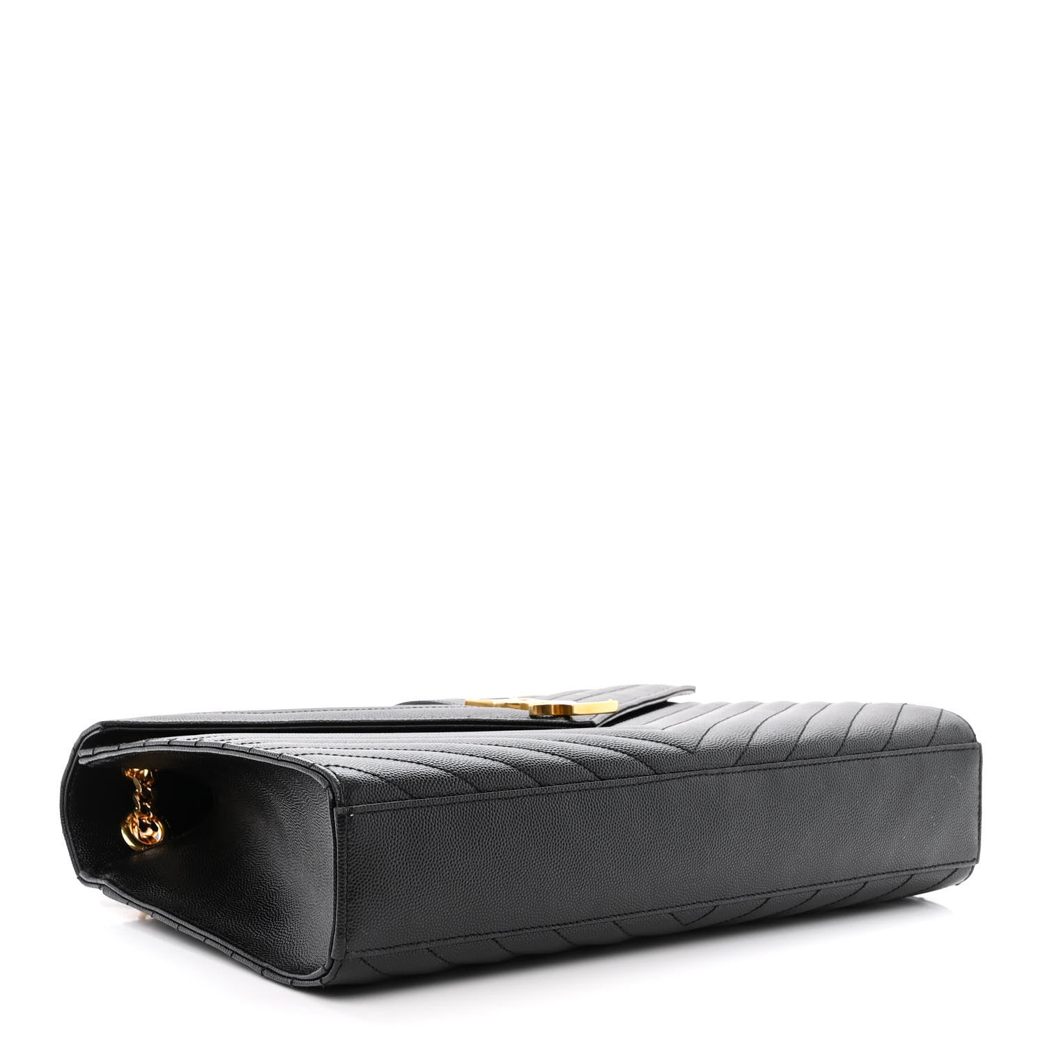 Saint Laurent Grain De Poudre Matelasse Chevron Large Monogram Satchel Black 4 of 10