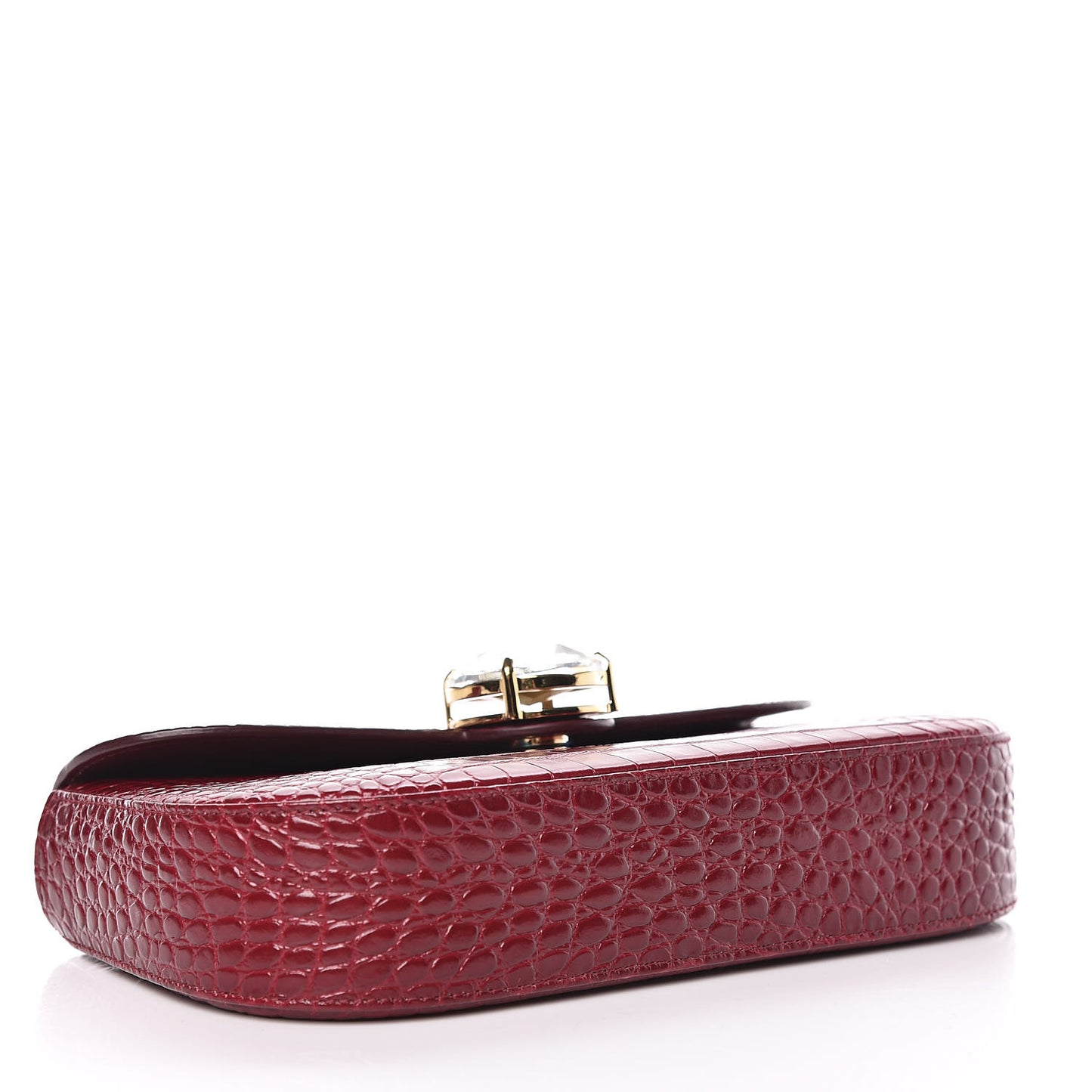 Calfskin Crocodile Embossed St. Cocco Crossbody Bag Rubino