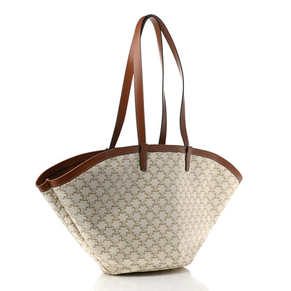 Celine Calfskin Canvas Triomphe Large Couffin White 2 of 9