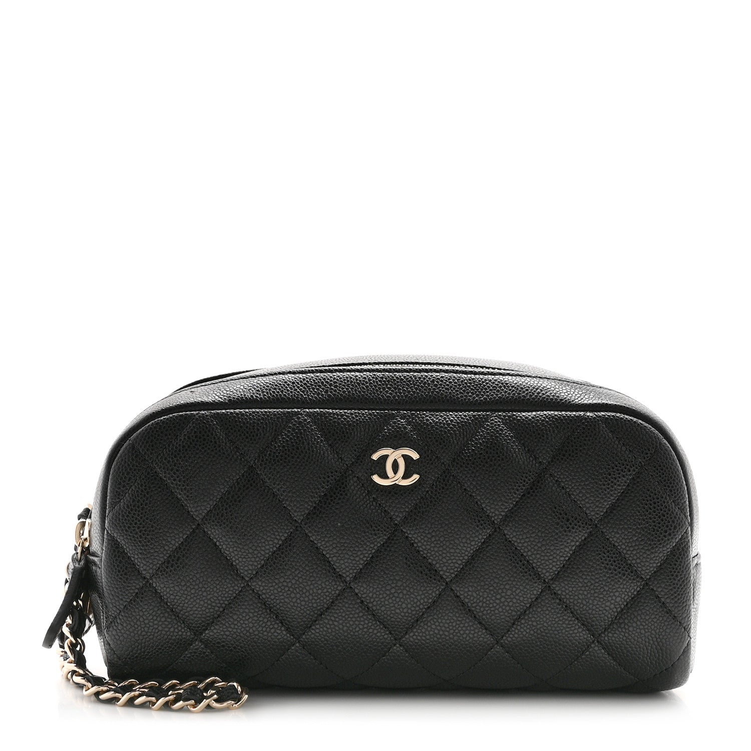 Chanel Caviar Quilted Double Zip Pouch Cosmetic Case Black 1 of 10