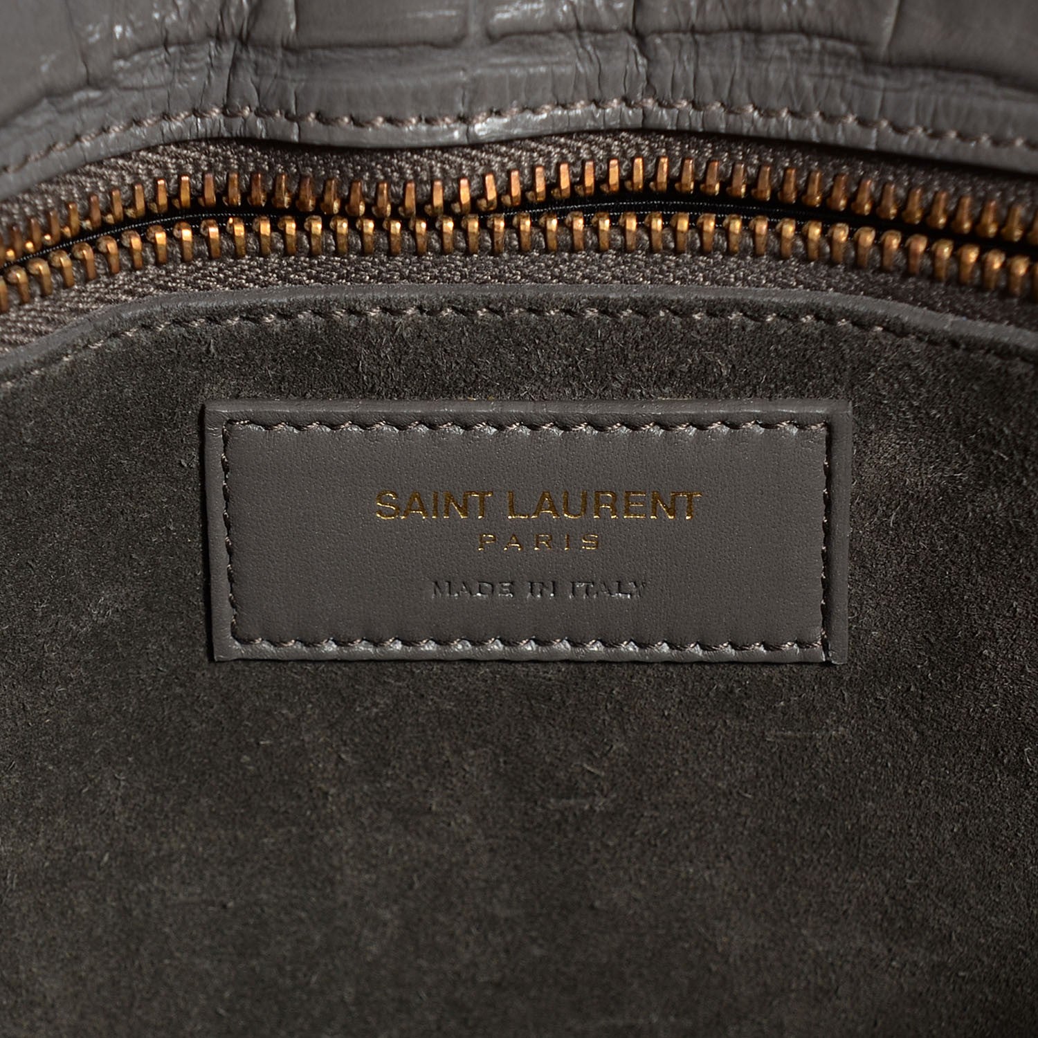 Saint Laurent Calfskin Crocodile Embossed Small Sac De Jour Fog 6 of 9
