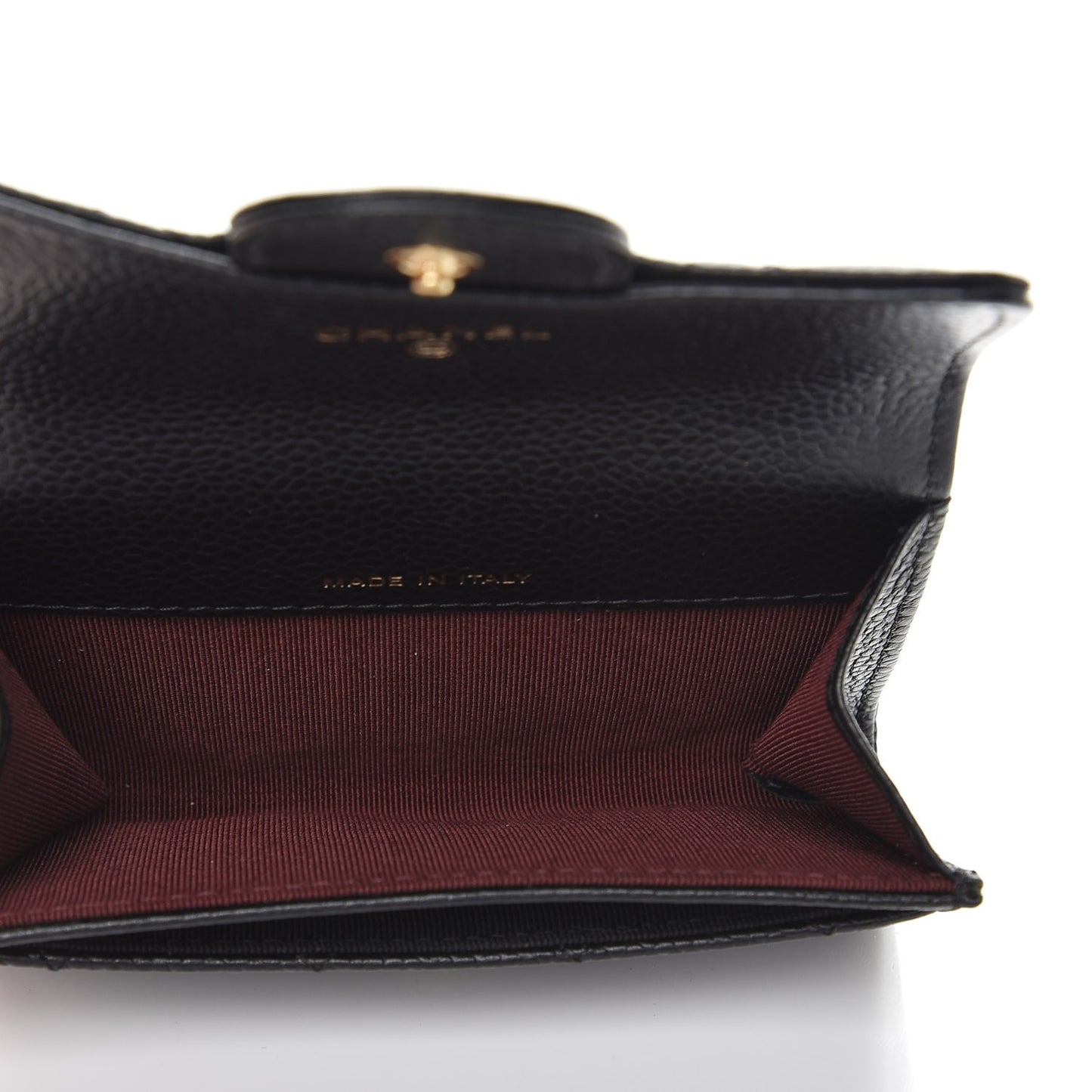 Caviar Quilted Flap Card Holder Black