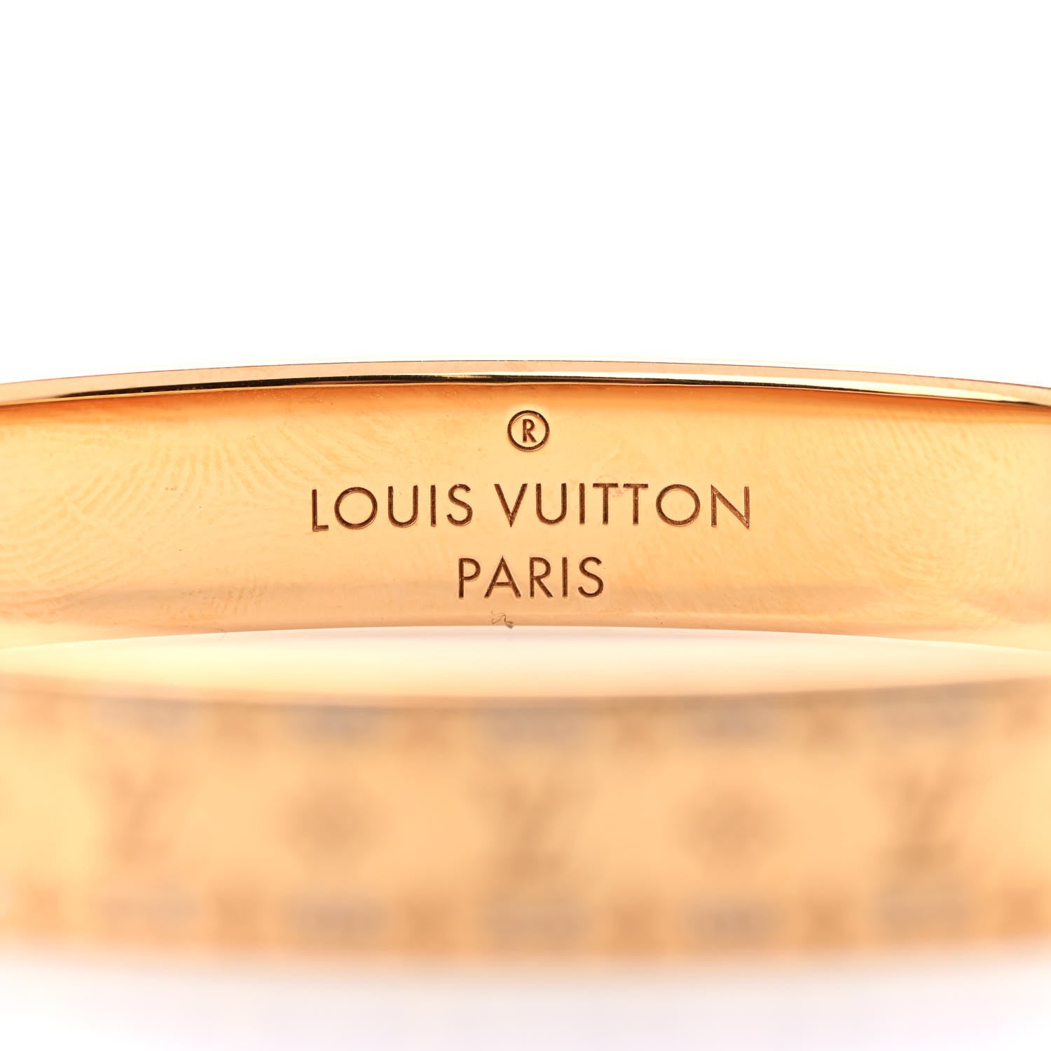 Louis Vuitton Brass Crystal Monogram Nanogram Strass Cuff S Gold 4 of 7