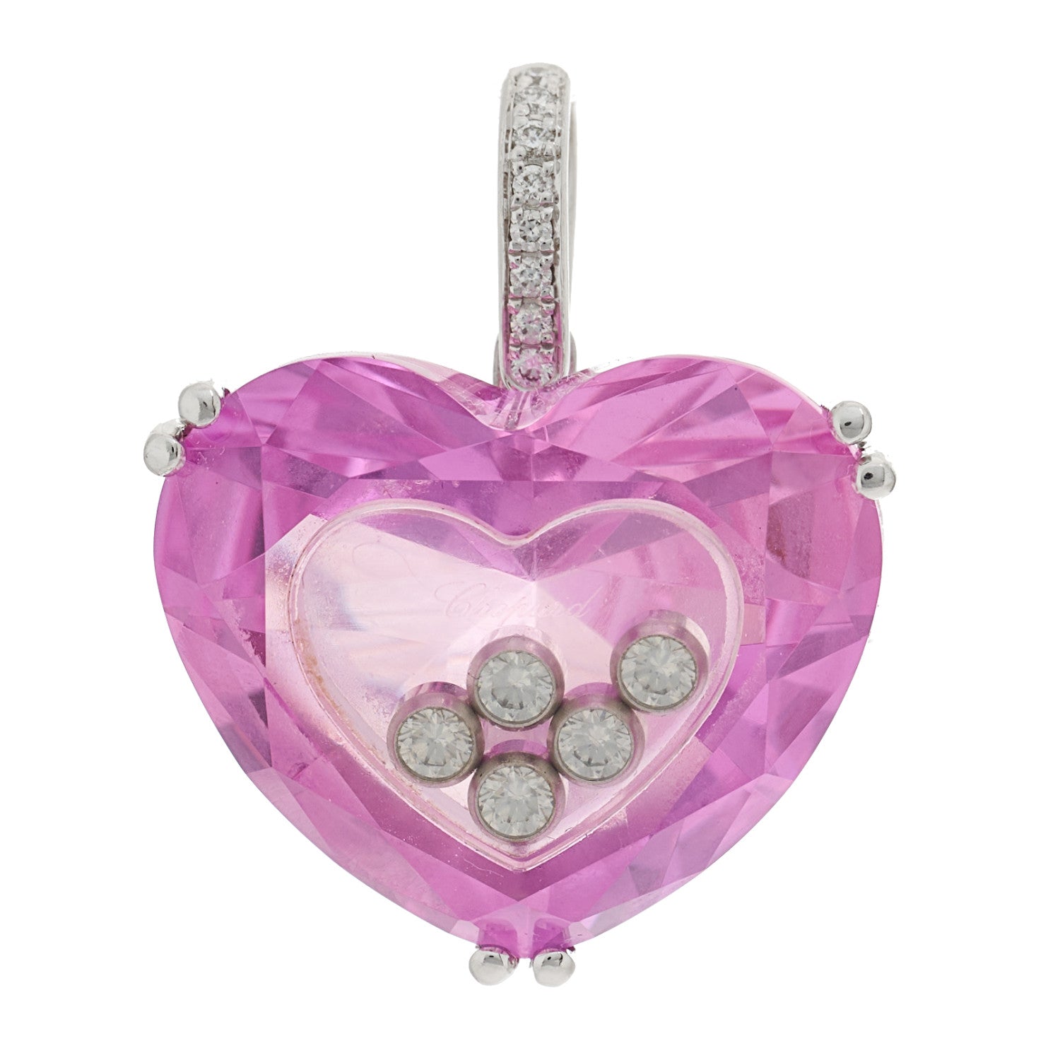 Chopard 18K White Gold Diamond Crystal So Happy Heart Pendant 1354178 ...