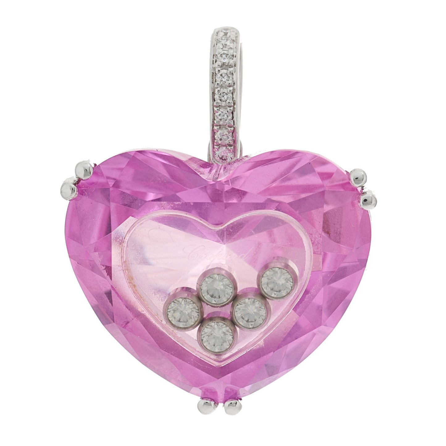 18K White Gold Diamond Crystal So Happy Heart Pendant