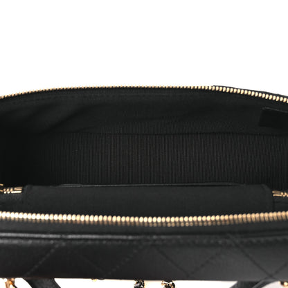 Chanel Goatskin Stitched Top Handle Slim Vanity With Chain Black 4 of 11