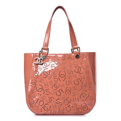 Chanel Patent Perforated CC No 5 Tote Coral 1 of 23