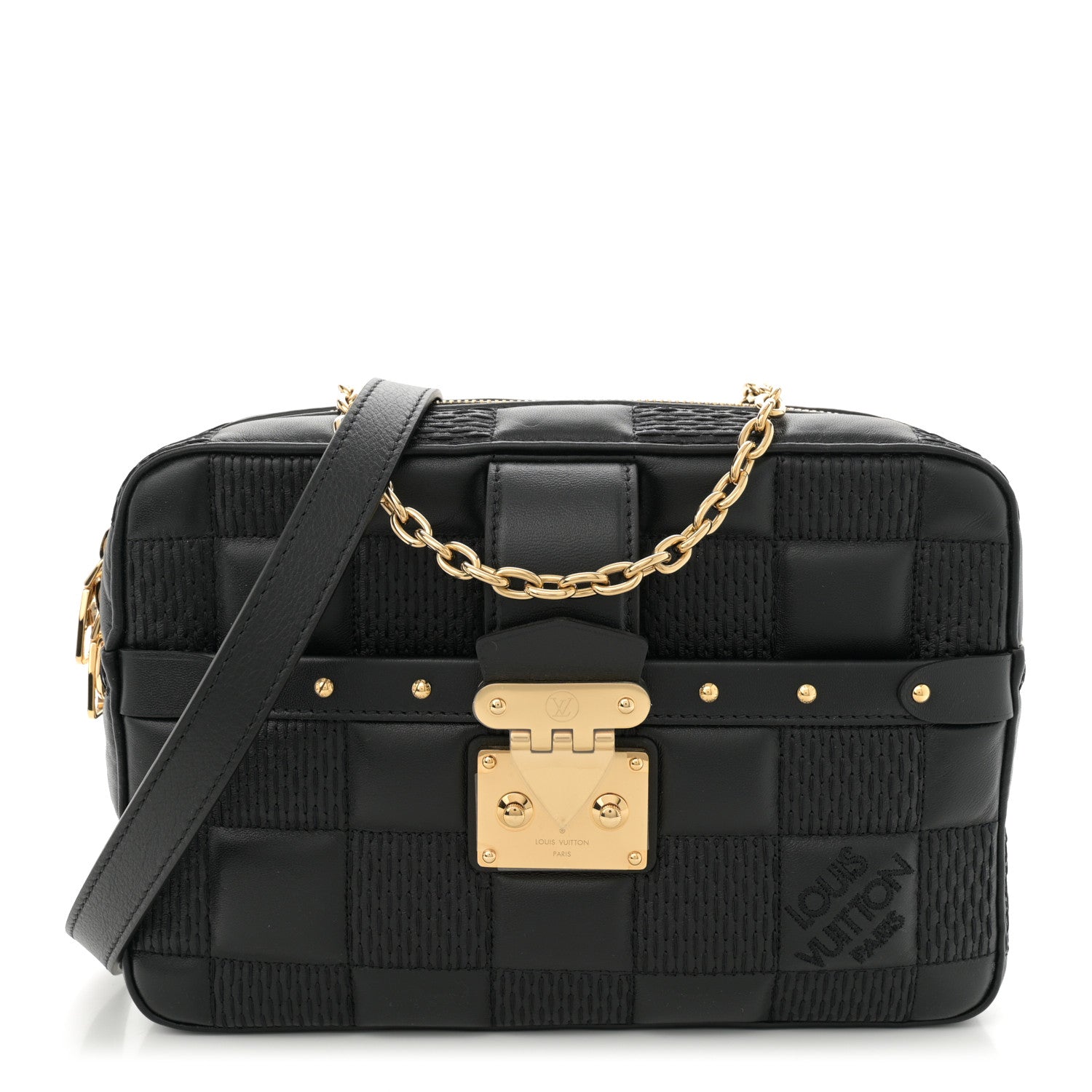 Louis Vuitton Lambskin Damier Quilt Troca MM Black 1 of 10