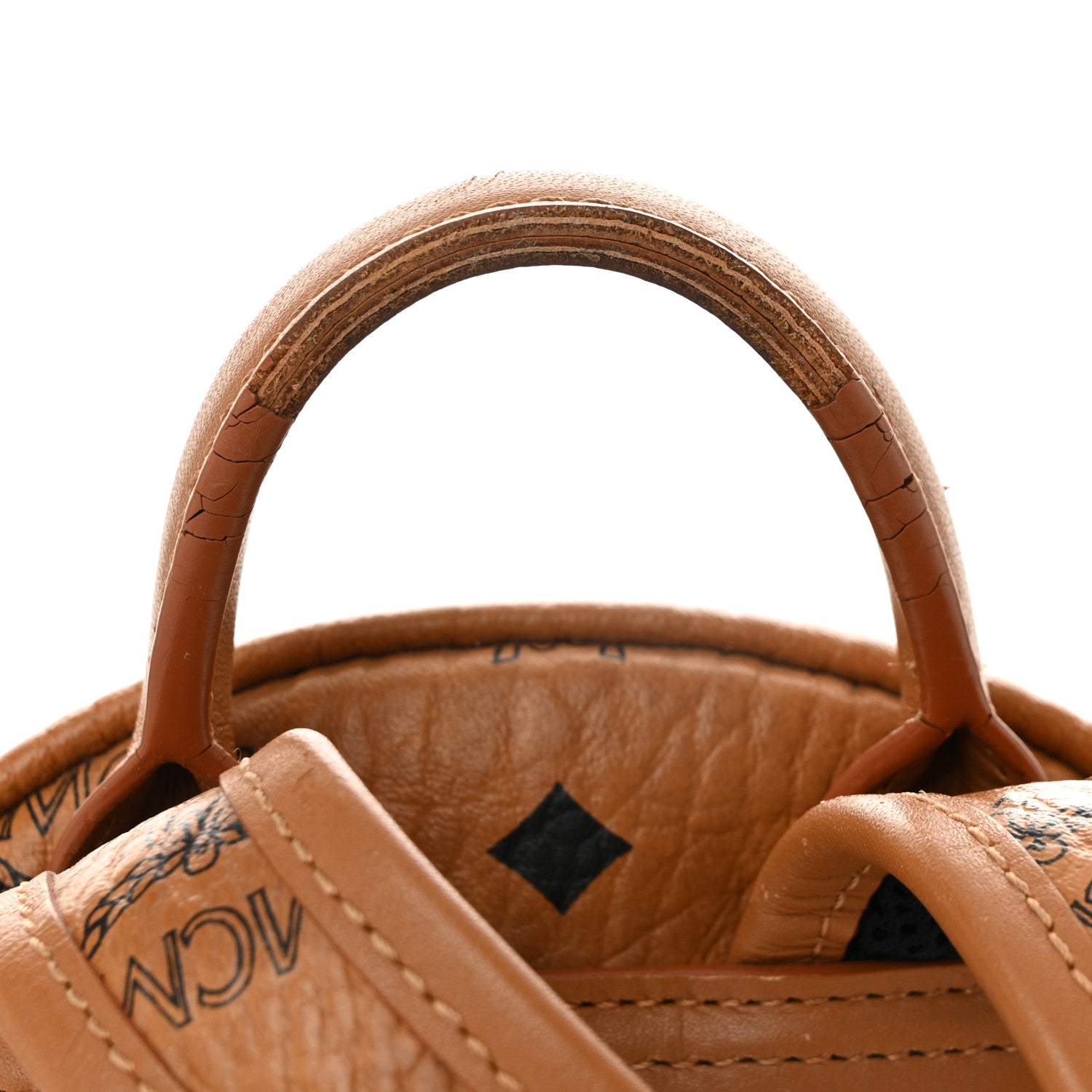 MCM Visetos Side Stud Mini Stark Backpack Cognac 10 of 11