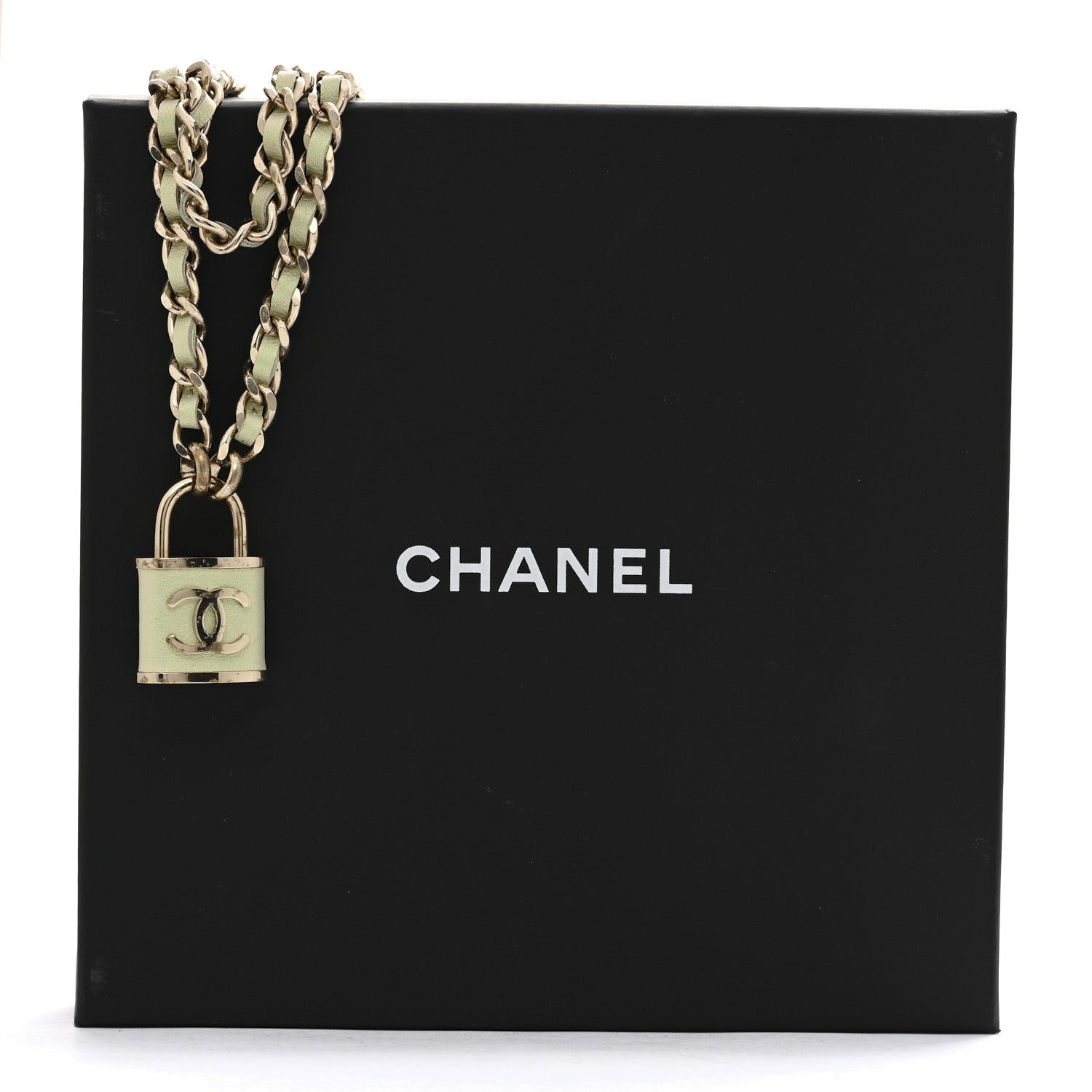 Chanel Metal Lambskin Lock Necklace Iridescent Green 6 of 6