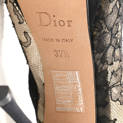 Christian Dior Suede Transparent Mesh Floral Embroidered Peep Toe Boots 37.5 Black 8 of 11