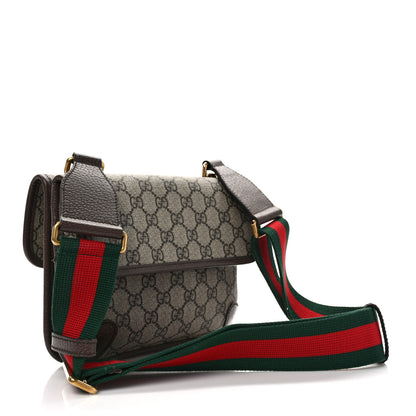 Gucci GG Supreme Monogram Web Small Neo Vintage Double Flap Messenger Bag Beige New Acero 3 of 8