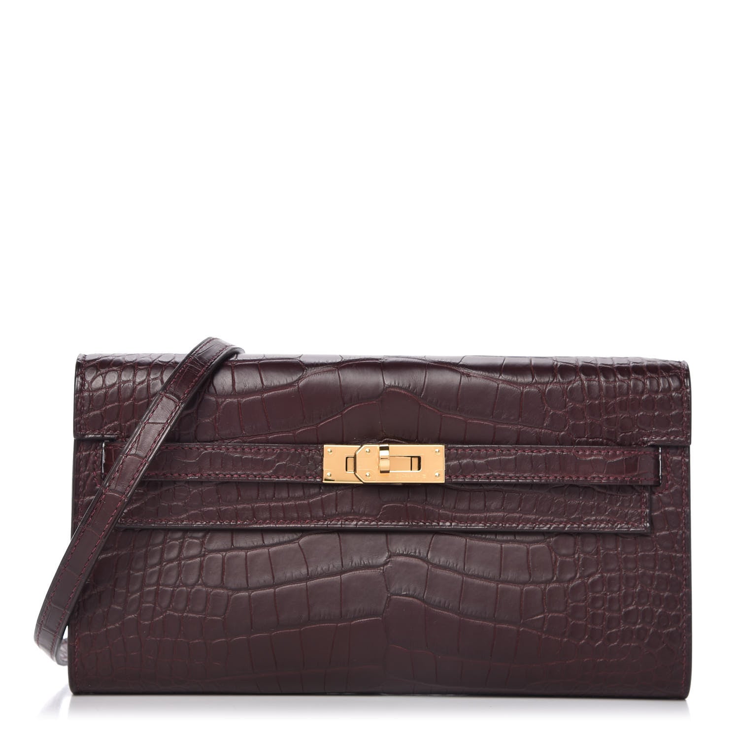 Hermes Matte Alligator Kelly To Go Wallet Bordeaux 1 of 12