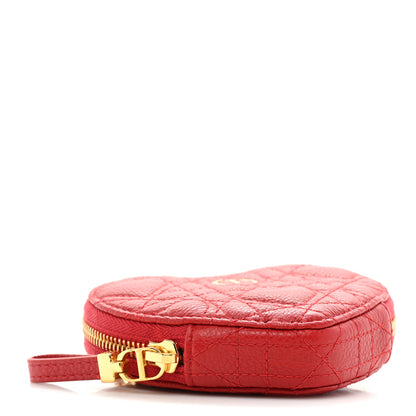 Christian Dior Calfskin Cannage Dioramour Caro Heart Pouch With Chain Bright Red 4 of 11