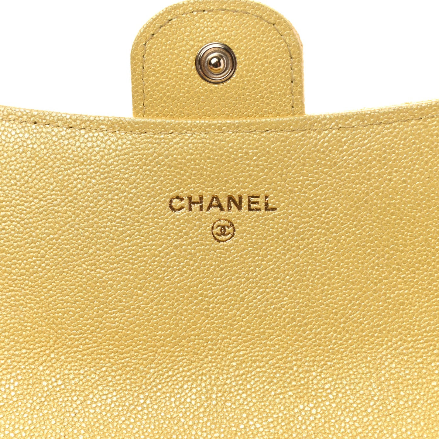 Iridescent Caviar Quilted Long Gusset Flap Wallet Yellow