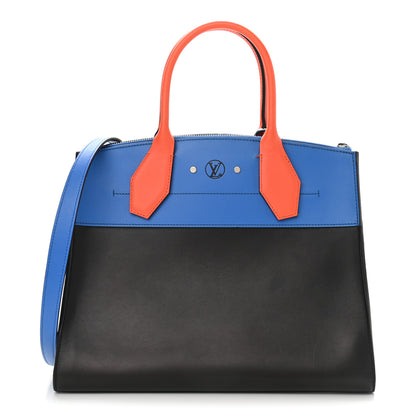 Louis Vuitton Calfskin City Steamer MM Black Blue Orange 1 of 9