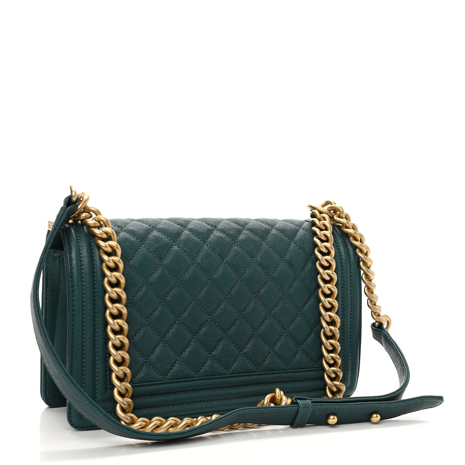 Chanel Caviar Quilted Medium Boy Flap Dark Green 2 of 9