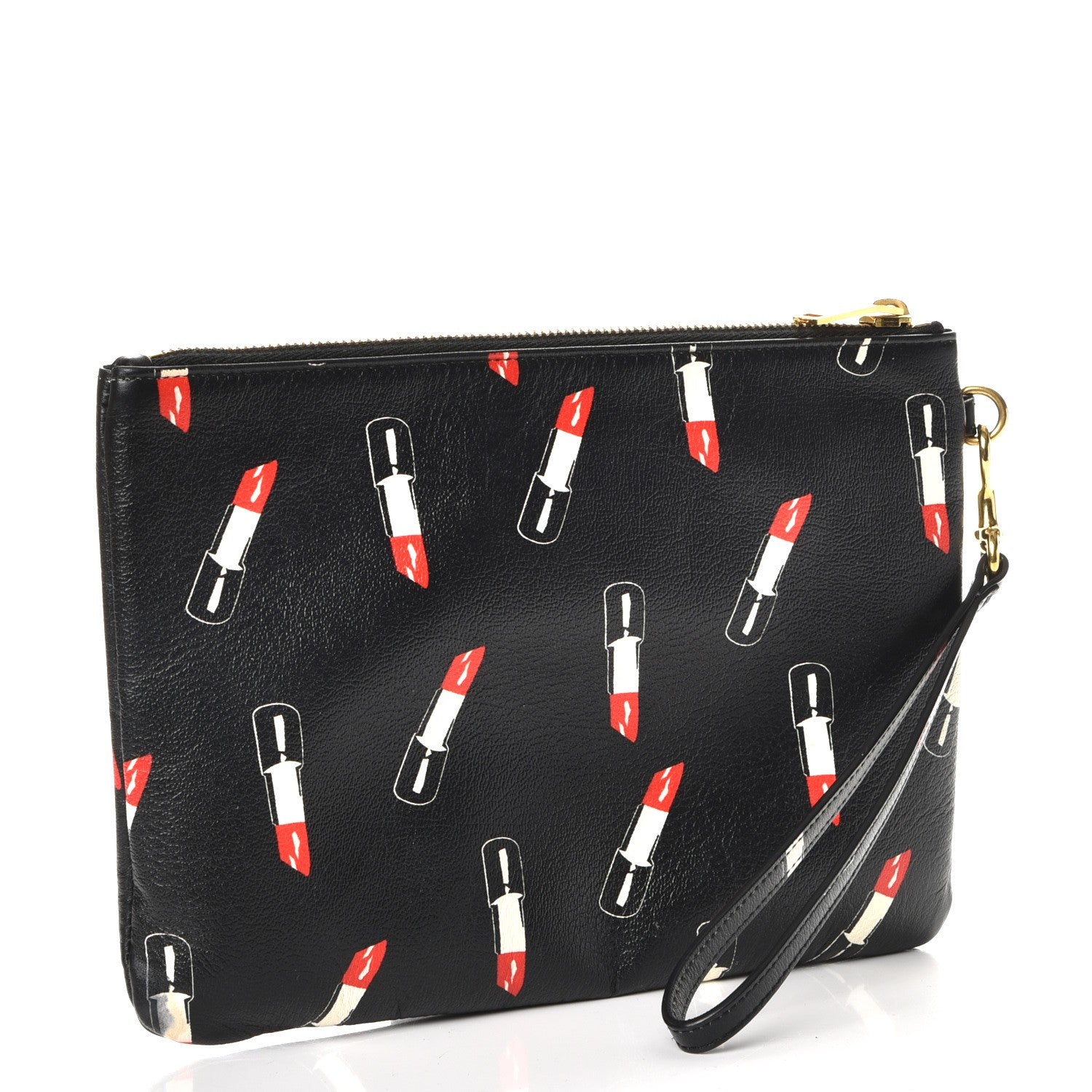 Saint Laurent Calfskin Lipstick Print Monogram Pouch Black 3 of 9