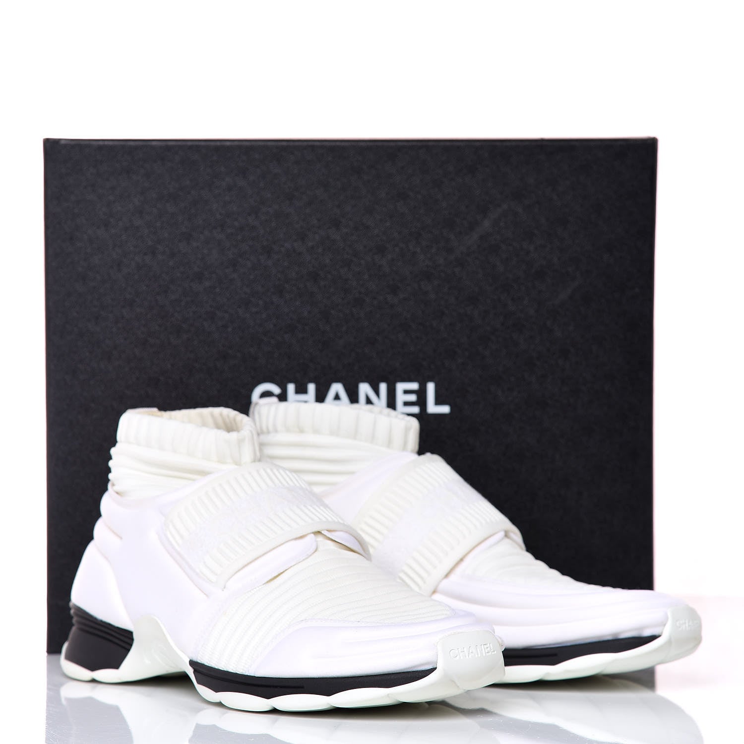 Chanel Stretch Fabric CC Sneakers 38 White 9 of 9