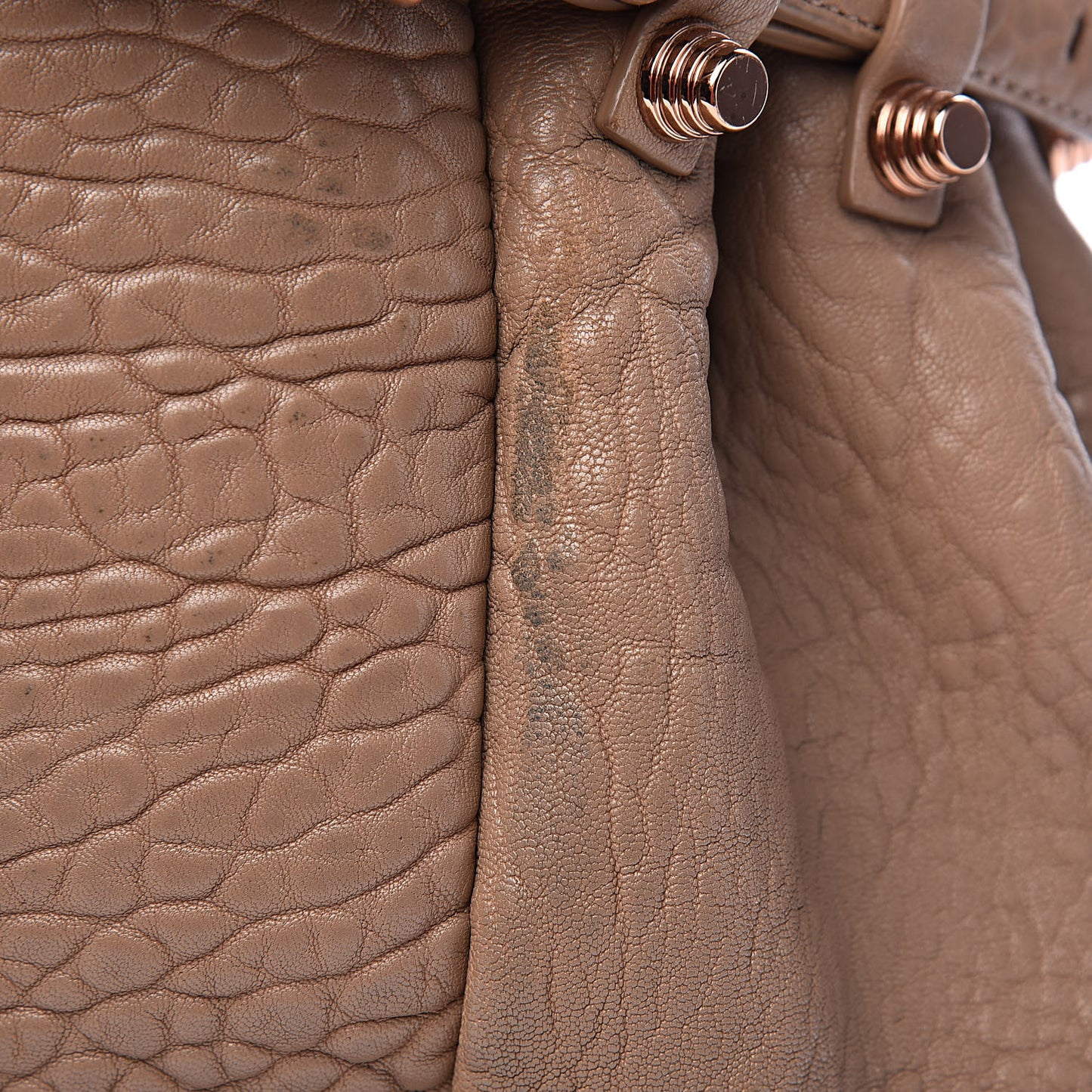 Pebbled Lambskin Diego Bucket Bag Latte