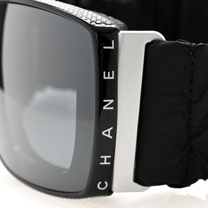 Chanel Crystal Acetate Technical Satin Shield Sunglasses Black 5 of 7