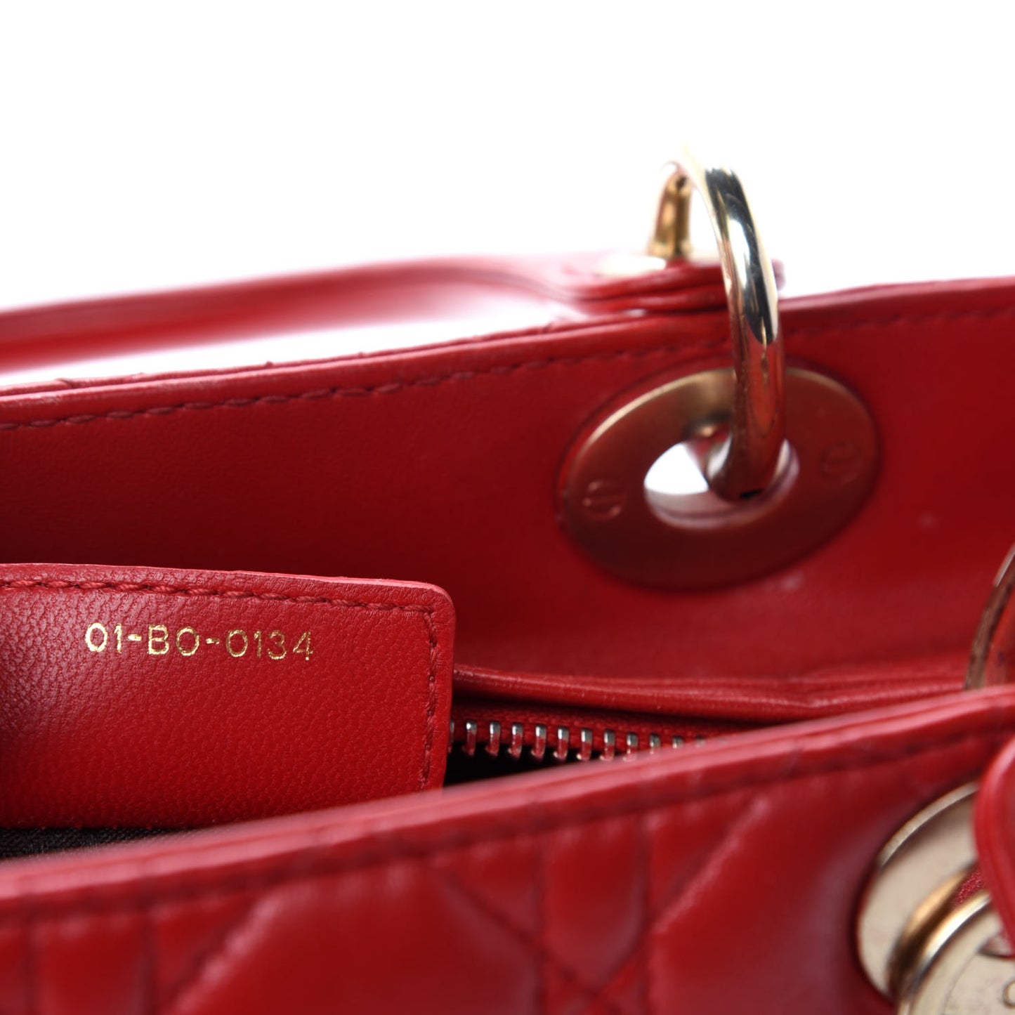 Lambskin Cannage Medium Lady Dior Red