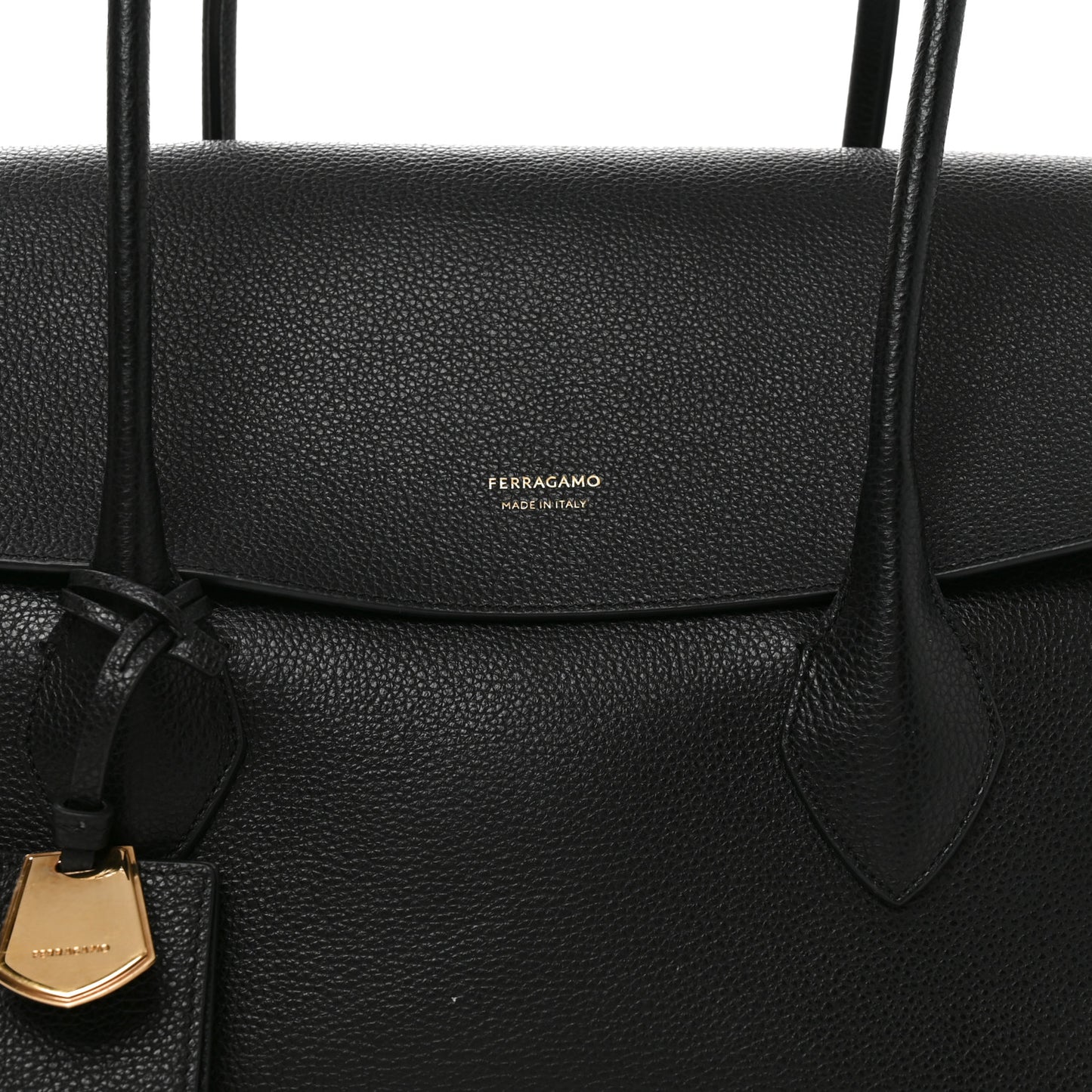 Hammered Calfskin Firenze East West Tote Bag Black
