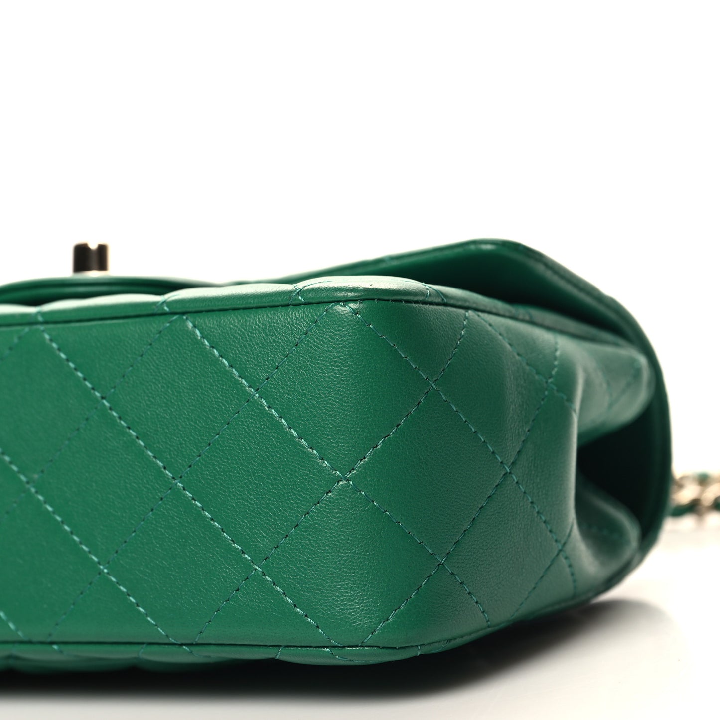 Lambskin Quilted Mini Top Handle Rectangular Flap Green Green