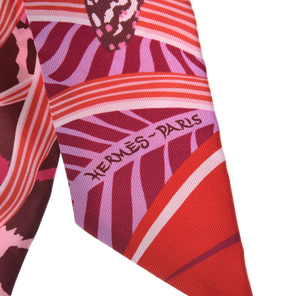 Hermes Silk Jaguar Quetzal Twilly Fuchsia Rose Bordeaux 5 of 5