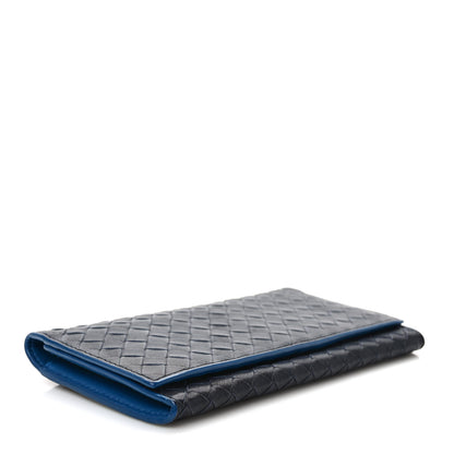 Bottega Veneta Nappa Intrecciato Continental Flap Wallet Black Blue 4 of 8
