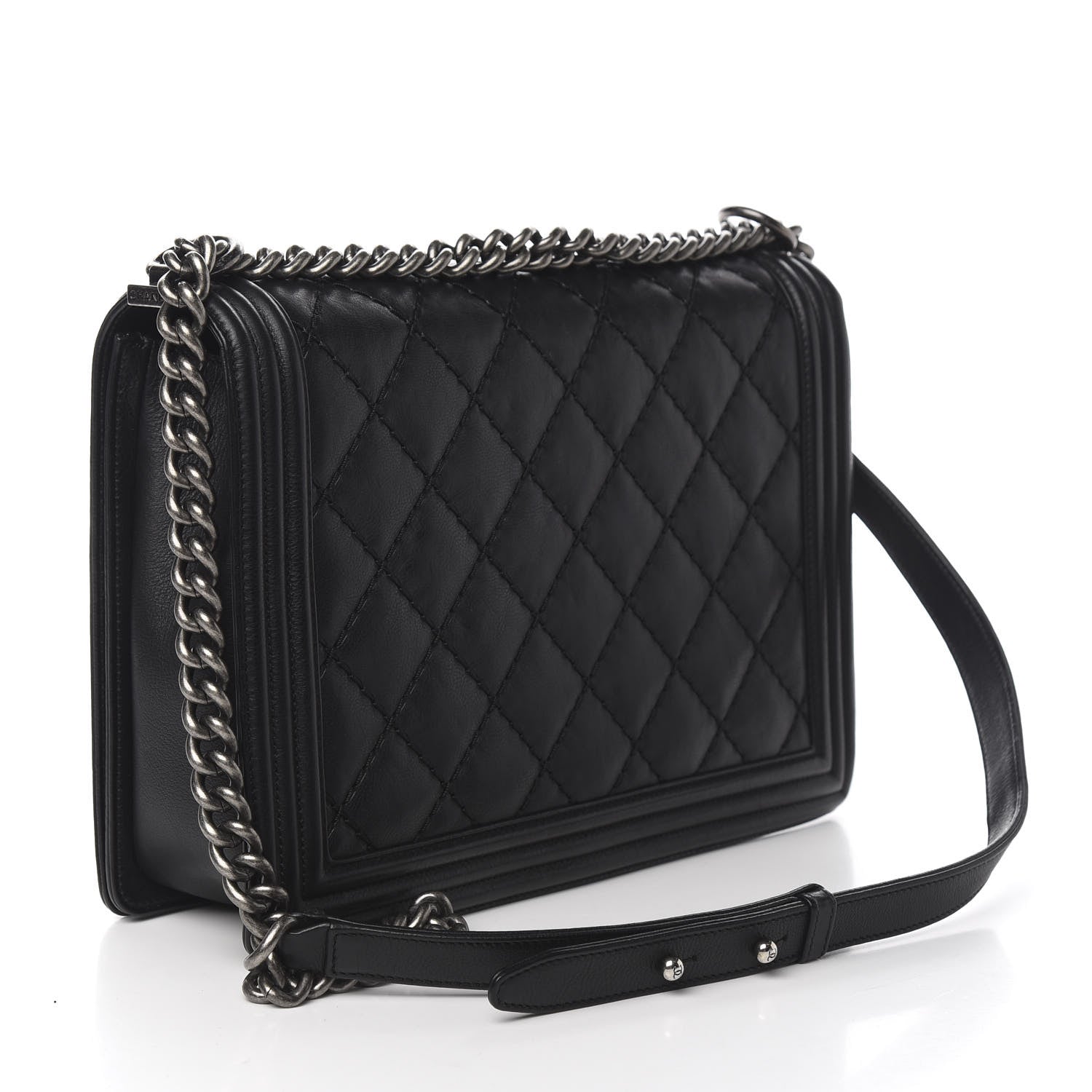 Chanel Calfskin Double Stitch Large Boy Flap Black 2 of 12