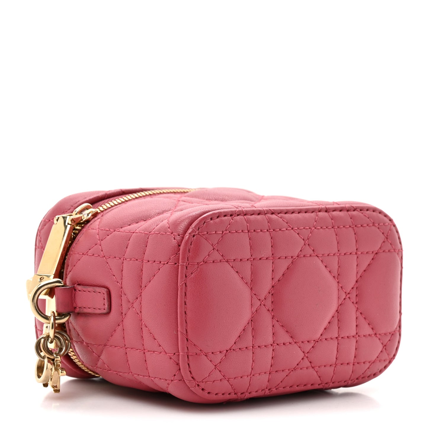 Lambskin Cannage Micro Vanity Case Strawberry Pink