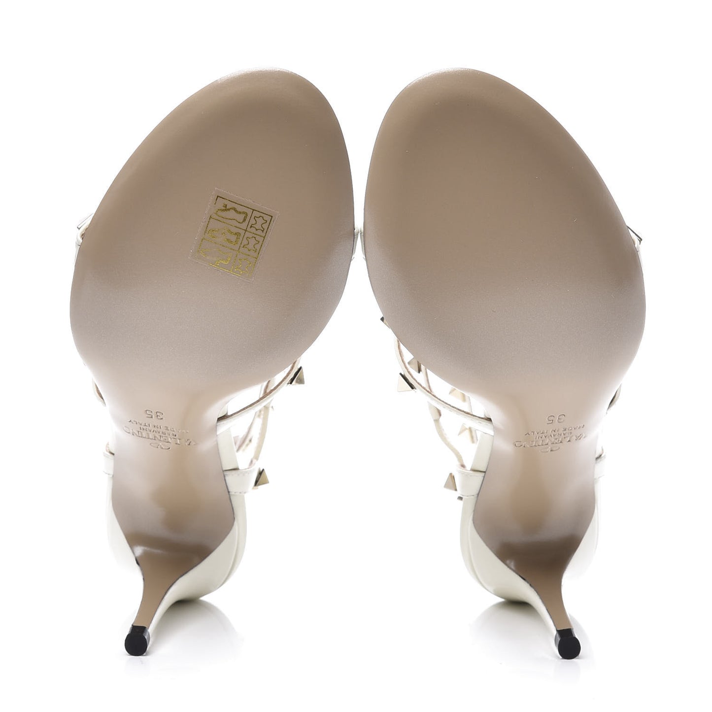 Patent Rockstud Gladiator 70mm Sandals 35 Light Ivory