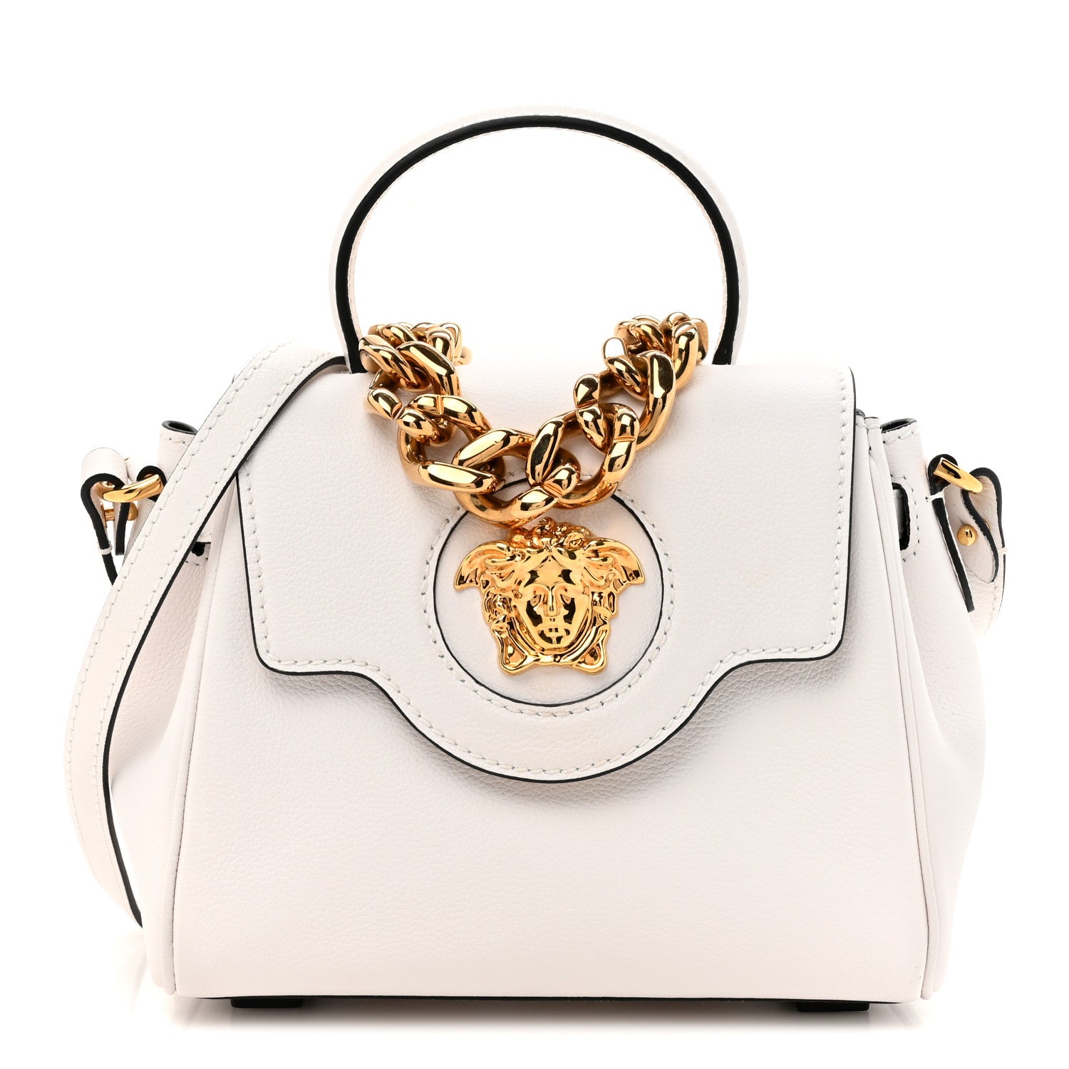 Versace Grained Calfskin Small La Medusa Top Handle Bag Optical White 1 of 14