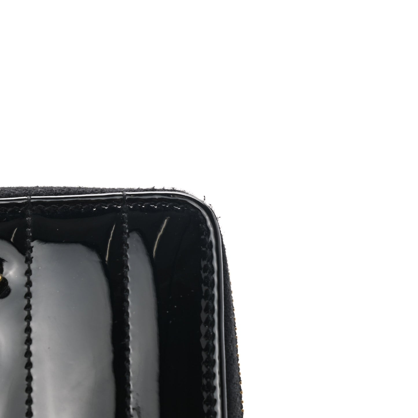 Patent Matelasse Monogram Vicky Zip Around Card Holder Black