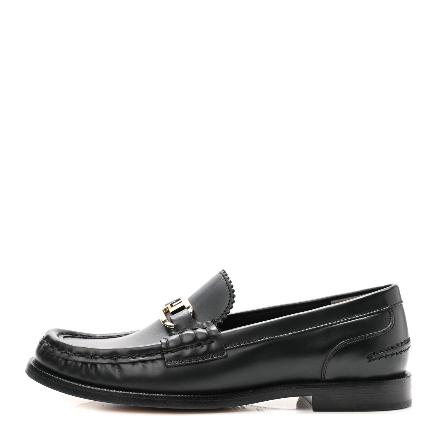 Fendi Vitello Womens O'Lock Loafers 36.5 Black 1 of 7