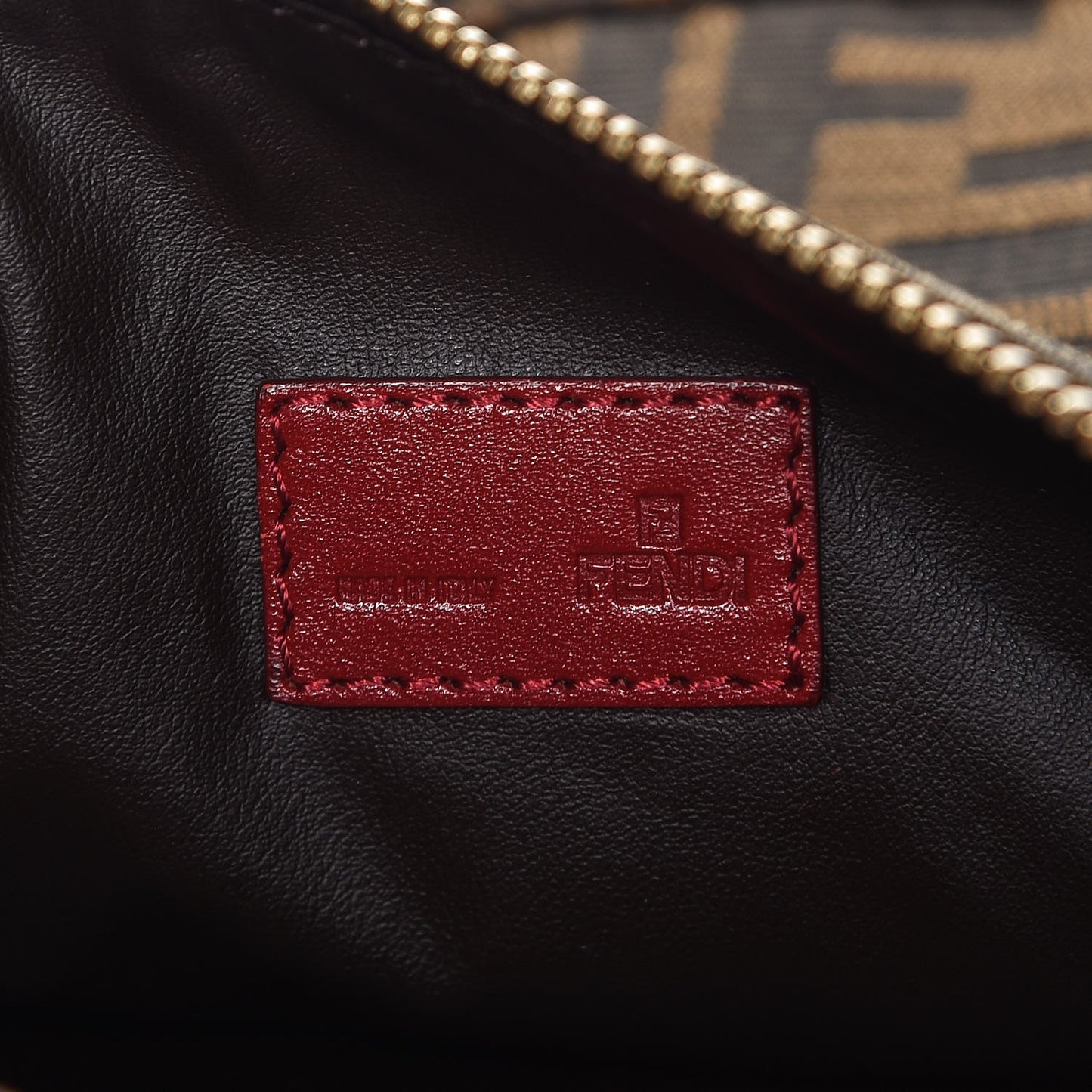 Zucca Cuoio Lucido Mini Pochette Tobacco Rosso Scuro