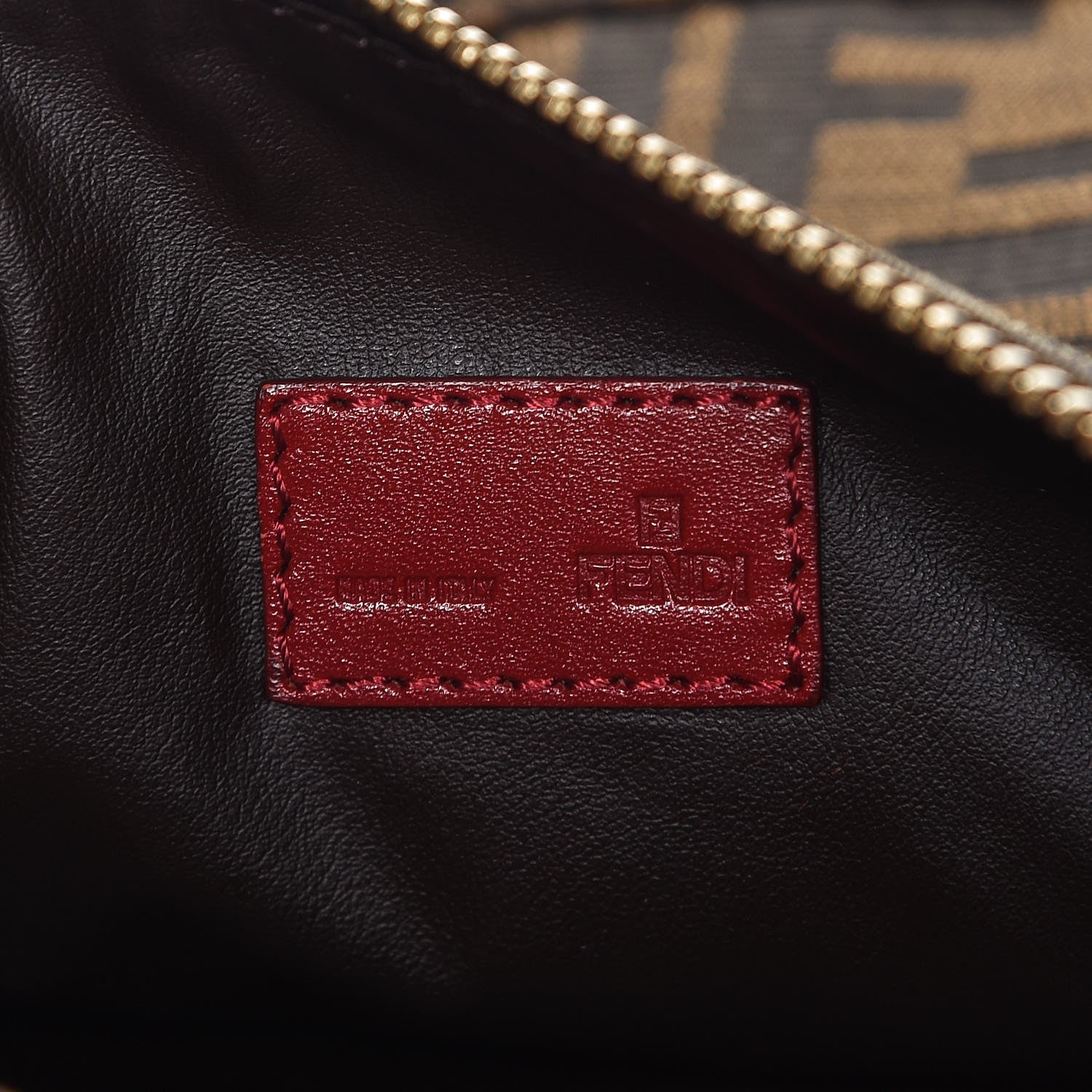 Fendi Zucca Cuoio Lucido Mini Pochette Tobacco Rosso Scuro 6 of 11