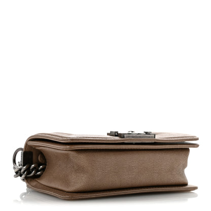 Chanel Metallic Calfskin Quilted Small Boy Flap Taupe 4 of 11