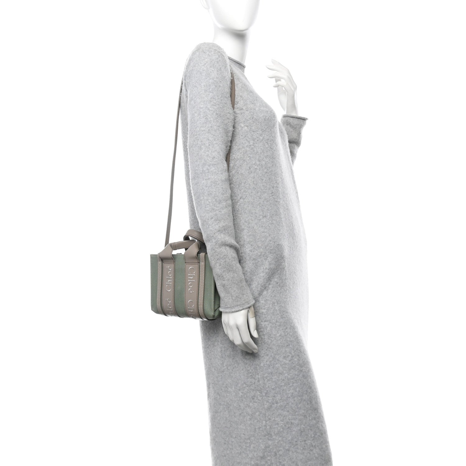 Chloe Cotton Calfskin Mini Woody Ribbon Tote Faded Green 2 of 14