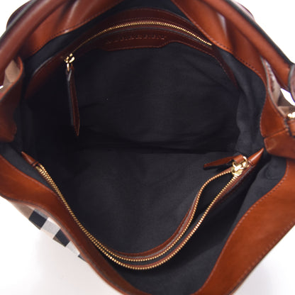Burberry House Check Bridle Calfskin Medium Gosford Hobo Dark Tan 8 of 12