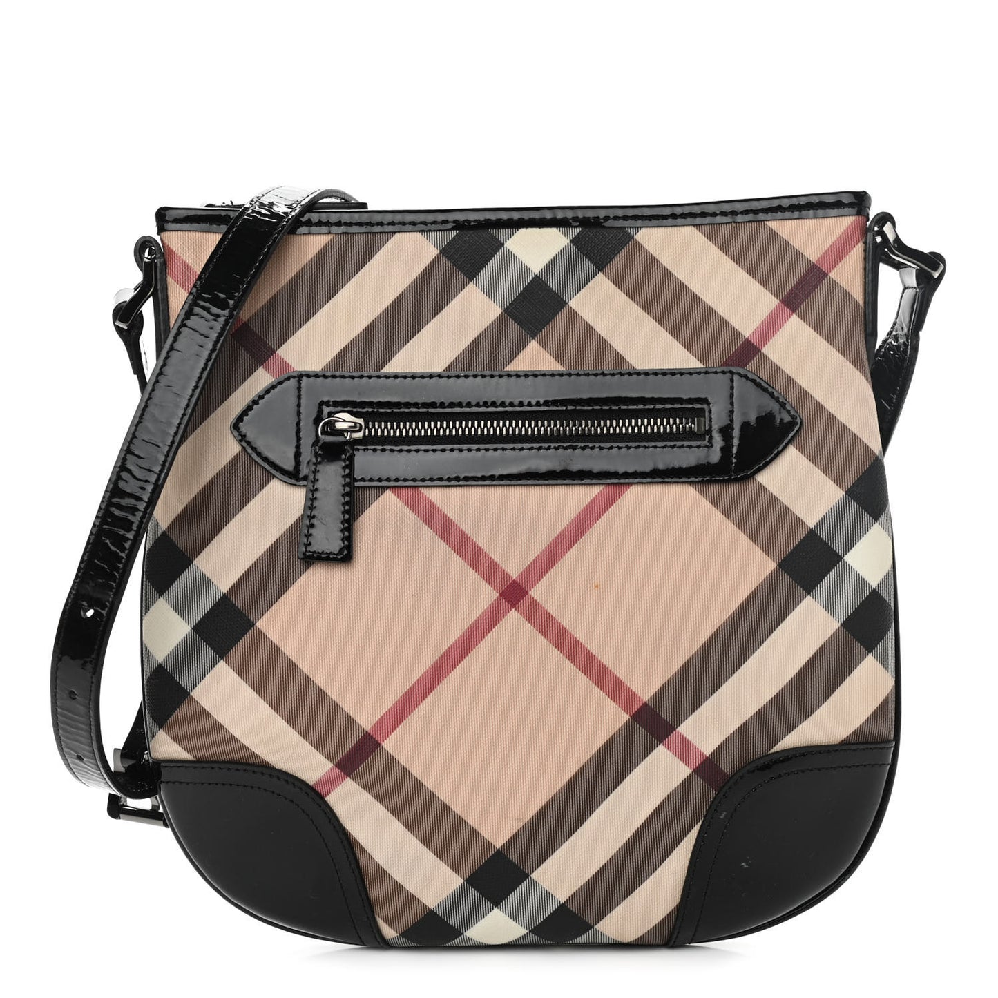 Patent Nova Check Dryden Crossbody Bag Black